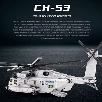 Reobrix 33037 CH-53E Transporthubschrauber Modellbausatz – Flugzeug Serie (2193 Teile) Roebrix