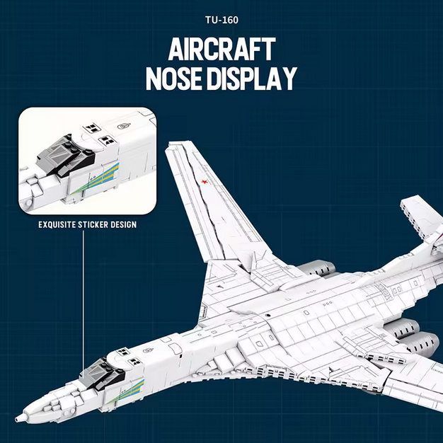 Reobrix 33036 TU-160 Bomber Jet Modellbausatz (1598 Teile) Roebrix