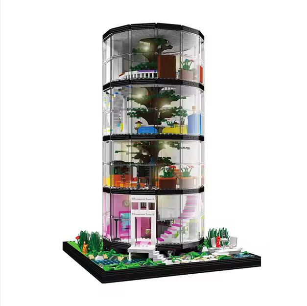 Mould King 16013 Moderne Architektur Transparent Urban Oasis mit LED 3.466 Teile MK