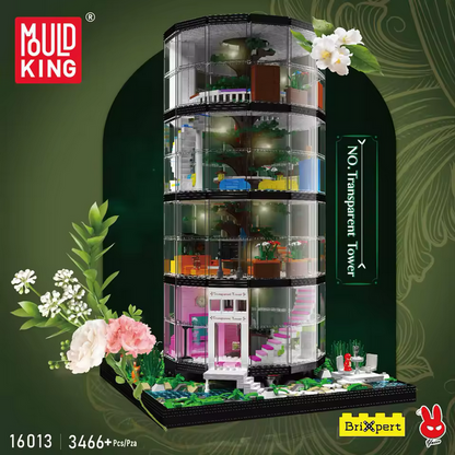 Mould King 16013 Moderne Architektur Transparent Urban Oasis mit LED 3.466 Teile MK