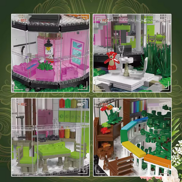 Mould King 16013 Moderne Architektur Transparent Urban Oasis mit LED 3.466 Teile MK