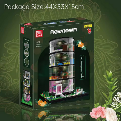 Mould King 16013 Moderne Architektur Transparent Urban Oasis mit LED 3.466 Teile MK