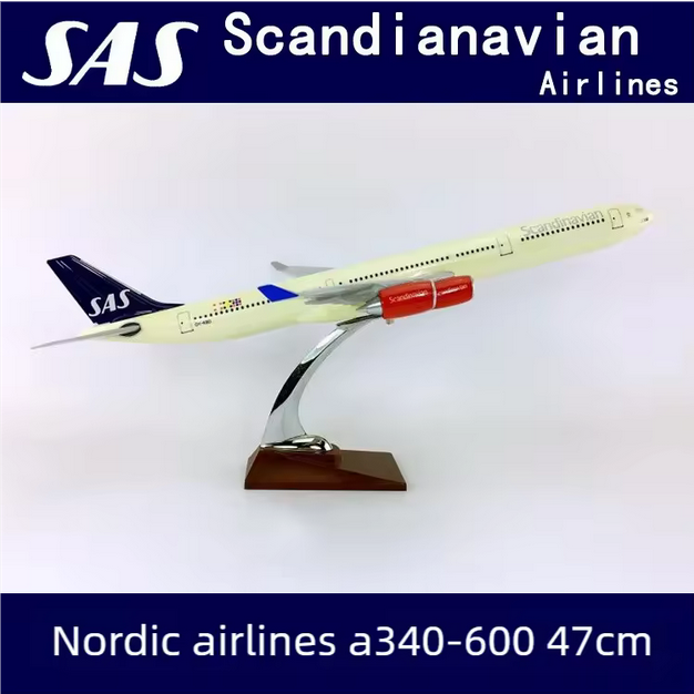 Airbus A340-600 Scandinavian Airlines Modellflugzeug 47 cm – 1:127 Premium Resin Sammlermodell AAAA