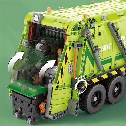 Reobrix 22022 Technik Müllwagen mit Kompressionsfunktion 1:8 Modell 1.355 Teile Roebrix