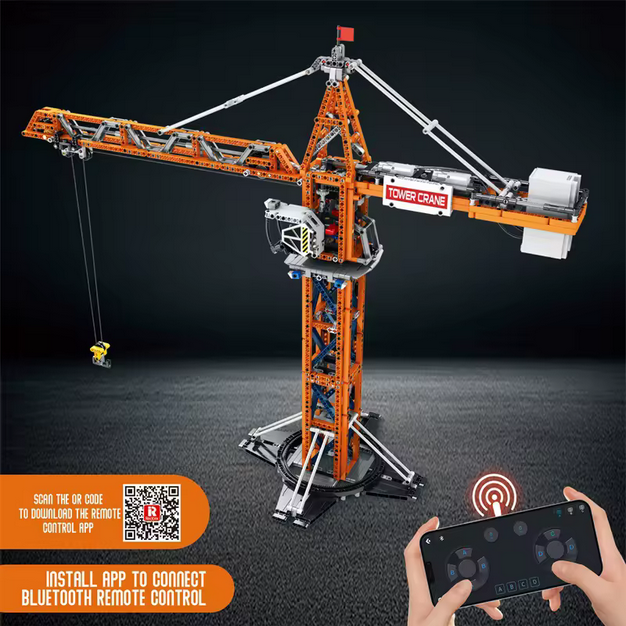 Reobrix 22013 RC Turmdrehkran Ingenieur-Serie ferngesteuert (Höhe ca. 1,2m) Klemmkreativ