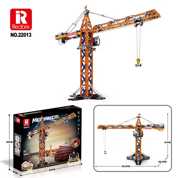 Reobrix 22013 RC Turmdrehkran Ingenieur-Serie ferngesteuert (Höhe ca. 1,2m) Klemmkreativ