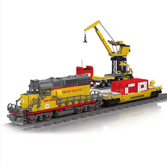 Mould King 12027 SD40-2 Diesellokomotive Ferngesteuert mit Kran-Plattform | 1.257 Teile MK