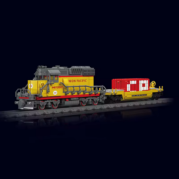 Mould King 12027 SD40-2 Diesellokomotive Ferngesteuert mit Kran-Plattform | 1.257 Teile MK