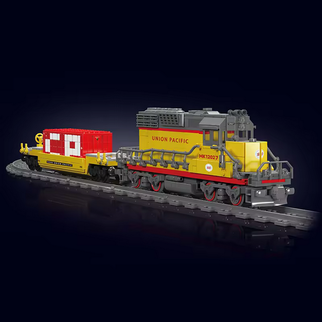 Mould King 12027 SD40-2 Diesellokomotive Ferngesteuert mit Kran-Plattform | 1.257 Teile MK
