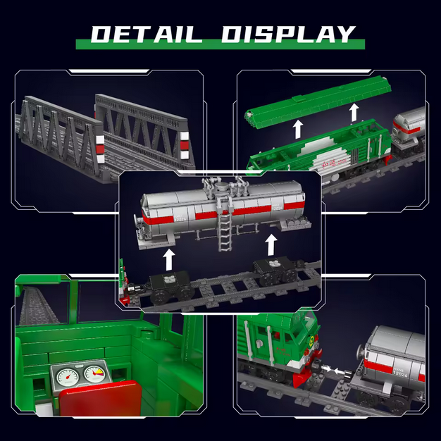 Mould King 12026 HXN 3 Diesellokomotive Ferngesteuert mit Güterwagen | 1.090 Teile MK