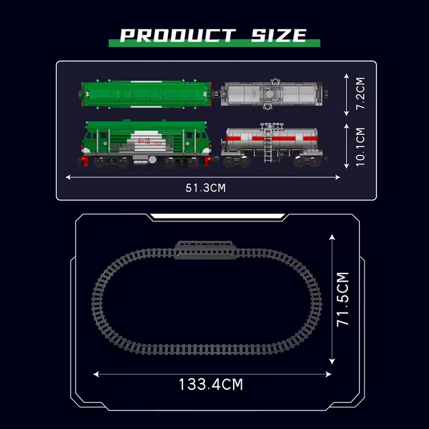 Mould King 12026 HXN 3 Diesellokomotive Ferngesteuert mit Güterwagen | 1.090 Teile MK
