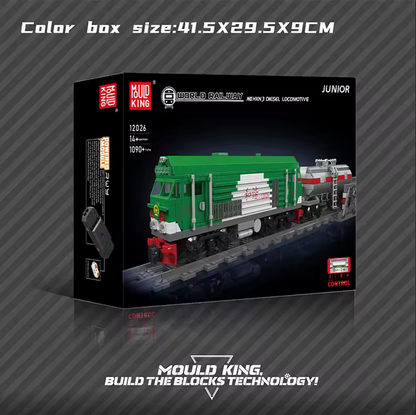 Mould King 12026 HXN 3 Diesellokomotive Ferngesteuert mit Güterwagen | 1.090 Teile MK