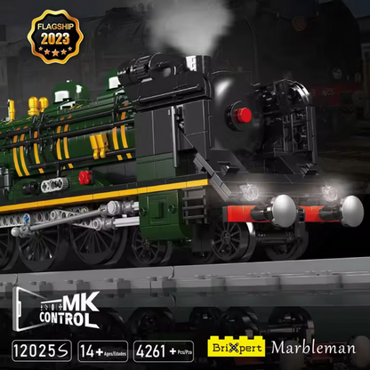 MOULD KING 12025S Zug-Bausätze Technisch RC Elektrische Eisenbahn Schienen QJ Dampflokomotive Zug Kinder Bausteine Spielzeug MK