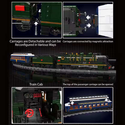 MOULD KING 12025S Zug-Bausätze Technisch RC Elektrische Eisenbahn Schienen QJ Dampflokomotive Zug Kinder Bausteine Spielzeug MK