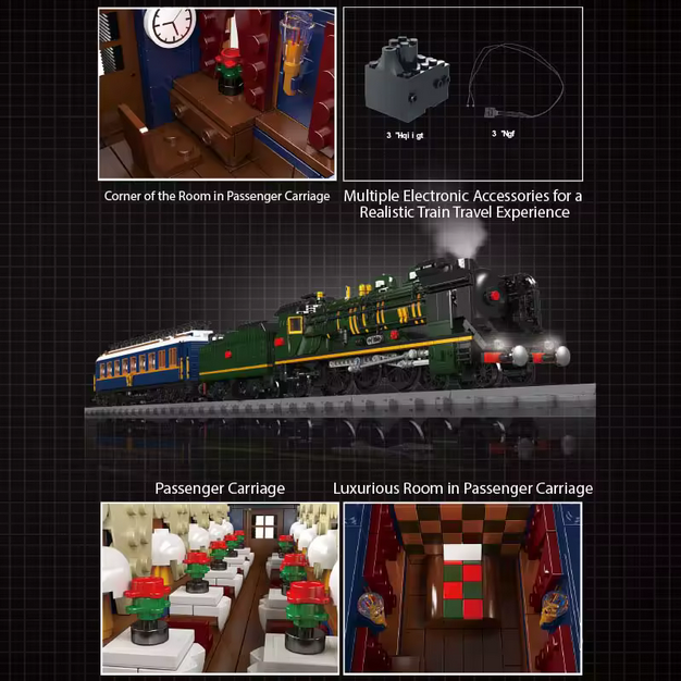 MOULD KING 12025S Zug-Bausätze Technisch RC Elektrische Eisenbahn Schienen QJ Dampflokomotive Zug Kinder Bausteine Spielzeug MK