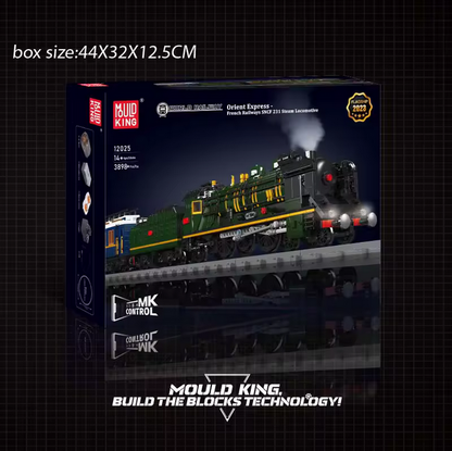 MOULD KING 12025S Zug-Bausätze Technisch RC Elektrische Eisenbahn Schienen QJ Dampflokomotive Zug Kinder Bausteine Spielzeug MK