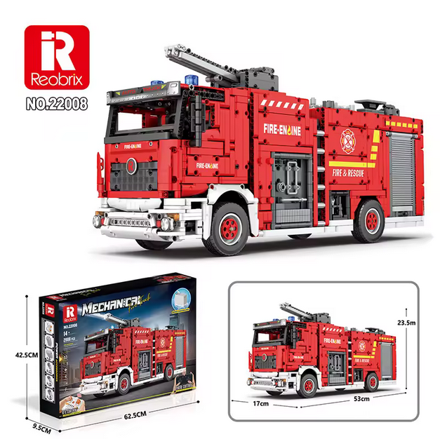 Reobrix 22008 RC Schwerlast-Feuerwehrfahrzeug Technik-Serie ferngesteuert | 2.692 Teile Roebrix