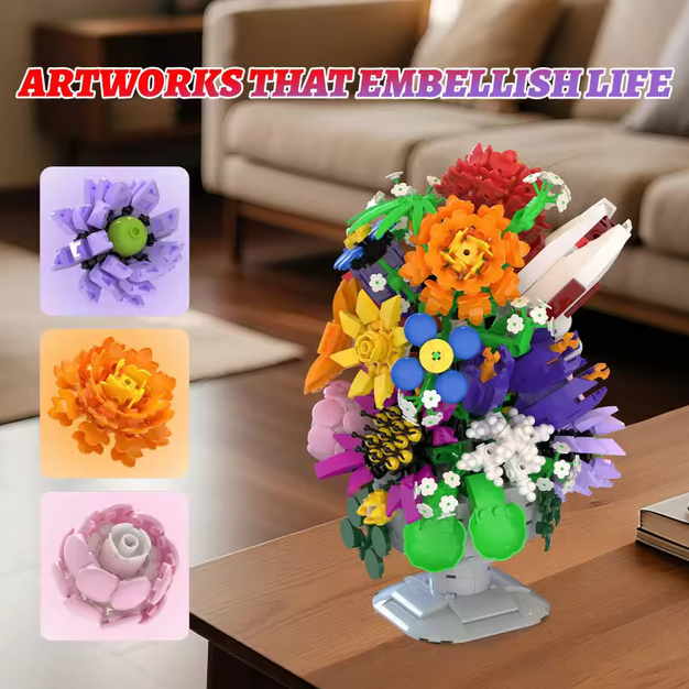 Xbert 66156 Kreative Serie Mehrfarbiges Bouquet / Blumenstrauß Ornament | 1.092 Teile Xbert