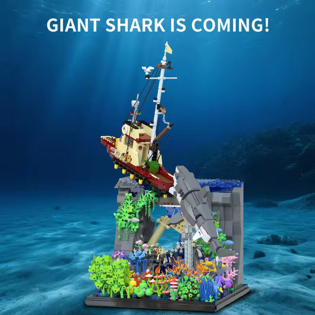 Xbert 66067 Kreative Serie Big White Shark Ornament | 2.932 Teile Klemmkreativ